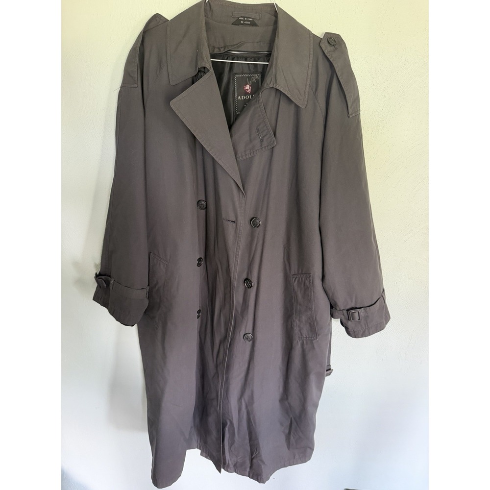 vintage 80's Adolfo double-breasted trench coat traditional military-inspired 44